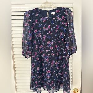 Calvin Klein Navy blue floral dress. Size: 8. Like new condition!